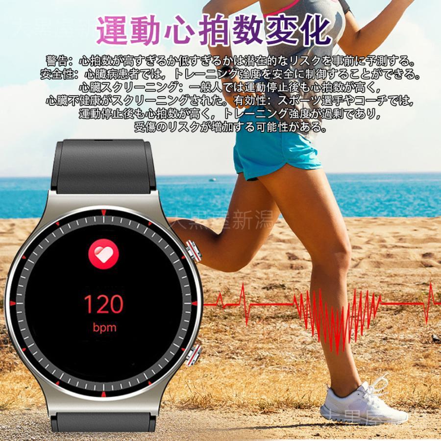 スマートウォッチ 日本製センサー 医療レベル心電図ECG+PPG 血圧 血中酸素 24時間温測定 高精度心拍数 睡眠管理 呼吸率 歩数計 Line着信通知 iphone/Androidの画像