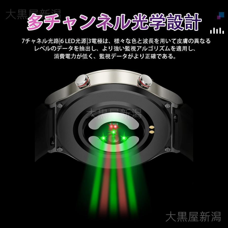 スマートウォッチ 日本製センサー 医療レベル心電図ECG+PPG 血圧 血中酸素 24時間温測定 高精度心拍数 睡眠管理 呼吸率 歩数計 Line着信通知 iphone/Androidの画像