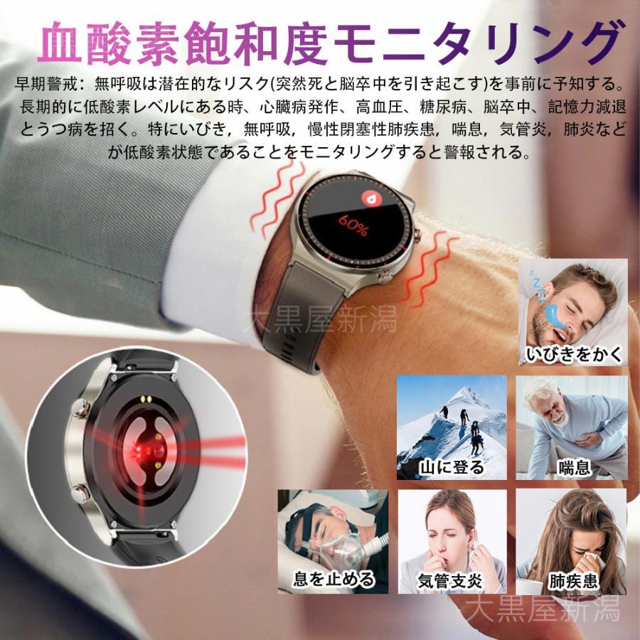 スマートウォッチ 日本製センサー 医療レベル心電図ECG+PPG 血圧 血中酸素 24時間温測定 高精度心拍数 睡眠管理 呼吸率 歩数計 Line着信通知 iphone/Androidの画像