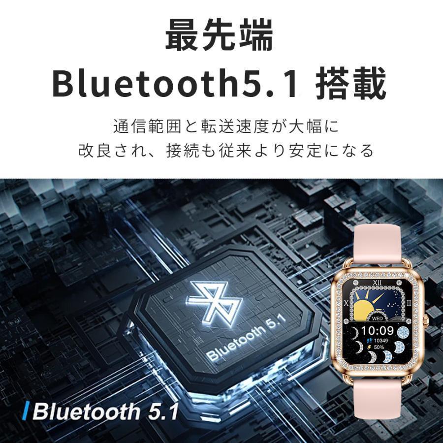 スマートウォッチ 日本製センサー 血圧測定 心拍数 血中酸素 レディース 24時間健康管理 LINE着信通知 睡眠管理 運動記録  iphone android対応 日本語説明書付の画像
