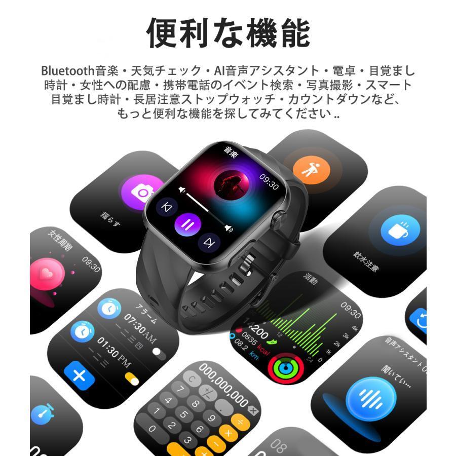 スマートウォッチ 医療レベル心電図ECG+PPG 血糖値 血圧 心拍数 血中酸素 尿酸脂質 体組成 睡眠管理 健康管理 LINE通知 生理周期 iPhone＆アンドロイド対応の画像