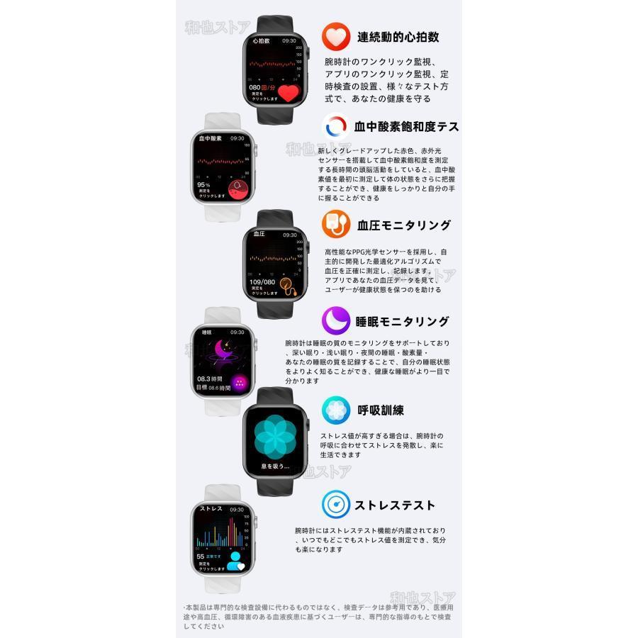 スマートウォッチ 医療レベル心電図ECG+PPG 血糖値 血圧 心拍数 血中酸素 尿酸脂質 体組成 睡眠管理 健康管理 LINE通知 生理周期 iPhone＆アンドロイド対応の画像