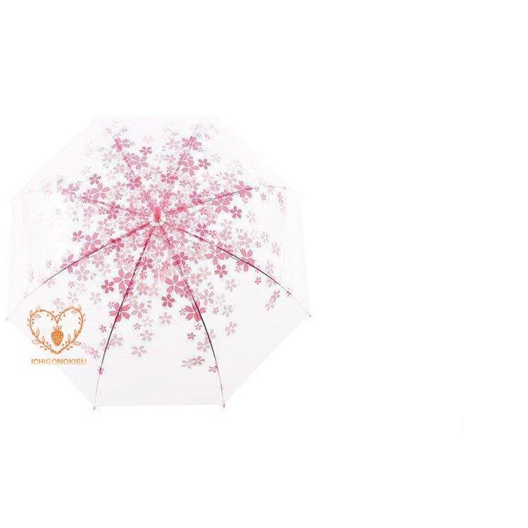 傘 長傘 おしゃれ かわいい キッズ ビニール傘 ワンタッチ 丈夫 子供用 安全傘 桜柄 軽量 透明傘 雨傘 21春夏新色 ビニール傘