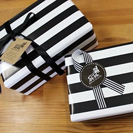 「白黒 ストライプ 10枚」 モノトーン モノクロ 白黒 ラッピングペーパー  バレンタイン（B2サイズ） |  | 03