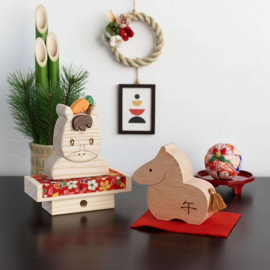 干支の置物【在庫限り】『うまい餅』　午年　うま年　木製　鏡餅　鏡もち　2026  正月飾り |  | 07