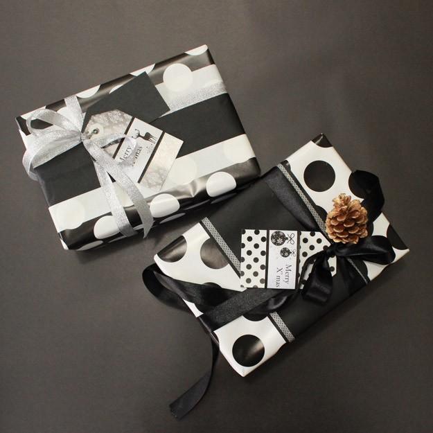 白 ドット 50枚」 モノクロ 柄 モノトーン ラッピングペーパー