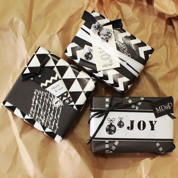 シェブロン 10枚」モノトーン ラッピングペーパー （B2サイズ