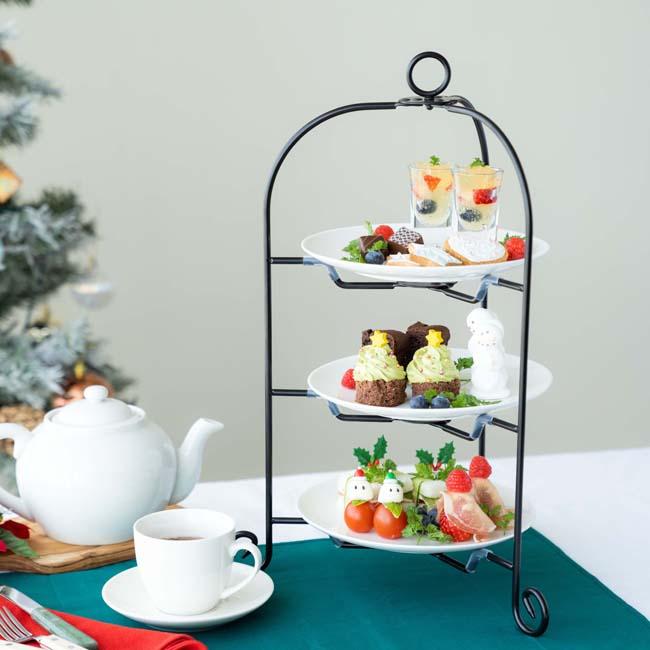 ケーキスタンド ドルチェ フォールダブルケーキスタンド3段 ブラック