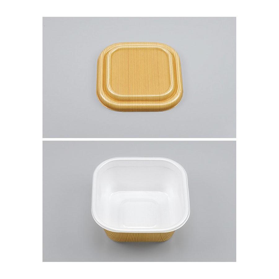 弁当容器　本体+蓋600セット　139x139x62mm　※電子レンジ不可 VK-77杉目 セット ※沖縄・離島 送料別途　※代引き不可商品