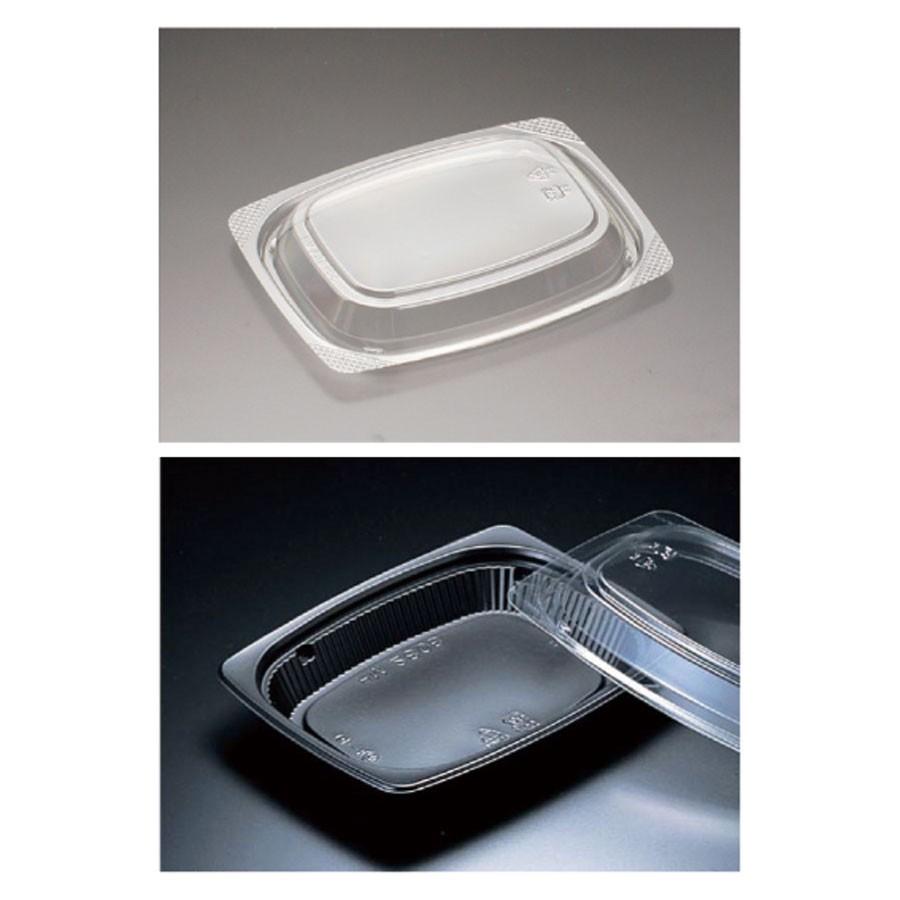 惣菜容器　本体+蓋1,200セット　165x128x23mm ※本体は電子レンジ可 HM280B黒 セット ※沖縄・離島 送料別途　