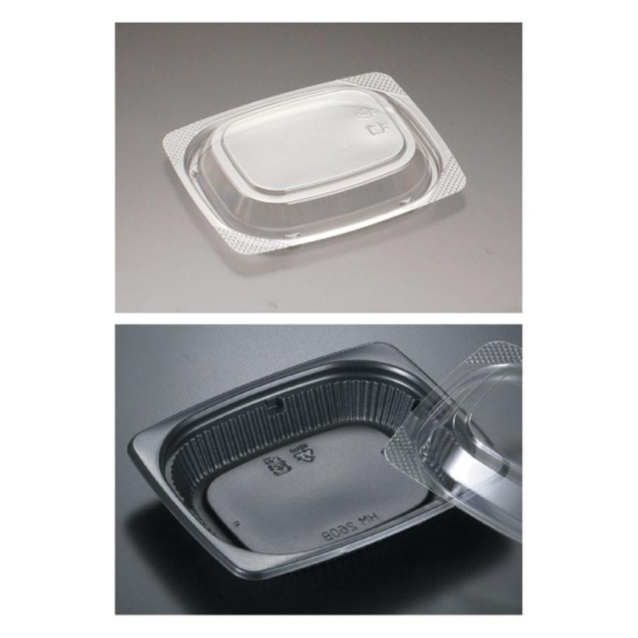 惣菜容器　本体+蓋1,500セット　140x116x23mm ※本体は電子レンジ可 HM260B黒 セット ※沖縄・離島 送料別途　