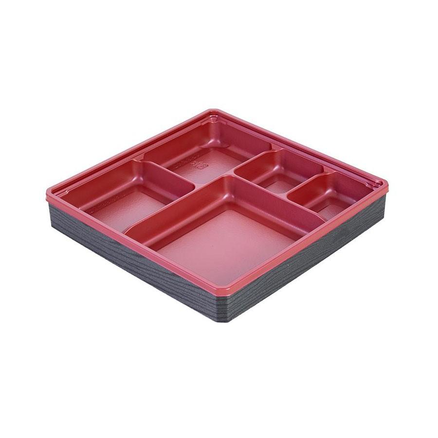 組立式高級弁当容器　本体(底)+フチ+蓋　400個セット 195x195x30mm ※北海道・東北・沖縄・離島 送料別途 ワン折(65D赤底)セット※代引き不可商品