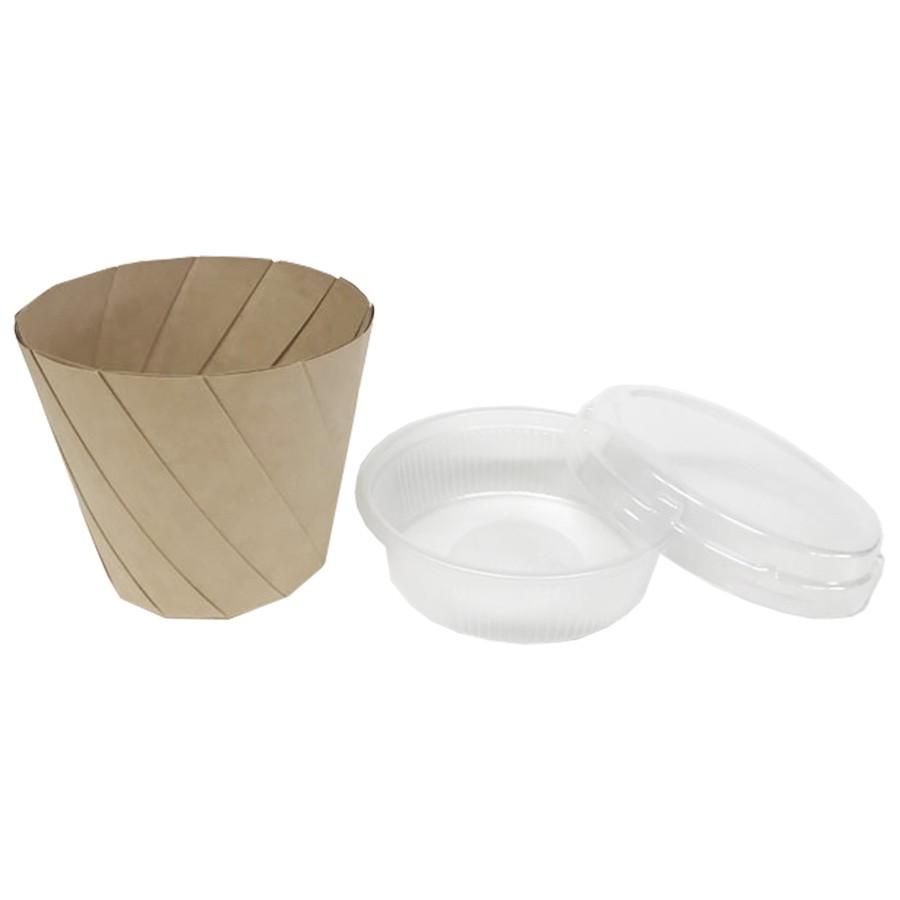 ※納期別途確認商品　おりがみカップ　茶・大　本体+中皿+蓋 400セット おりがみカップ-007　※本体は電子レンジ可 ※沖縄・離島 送料別途