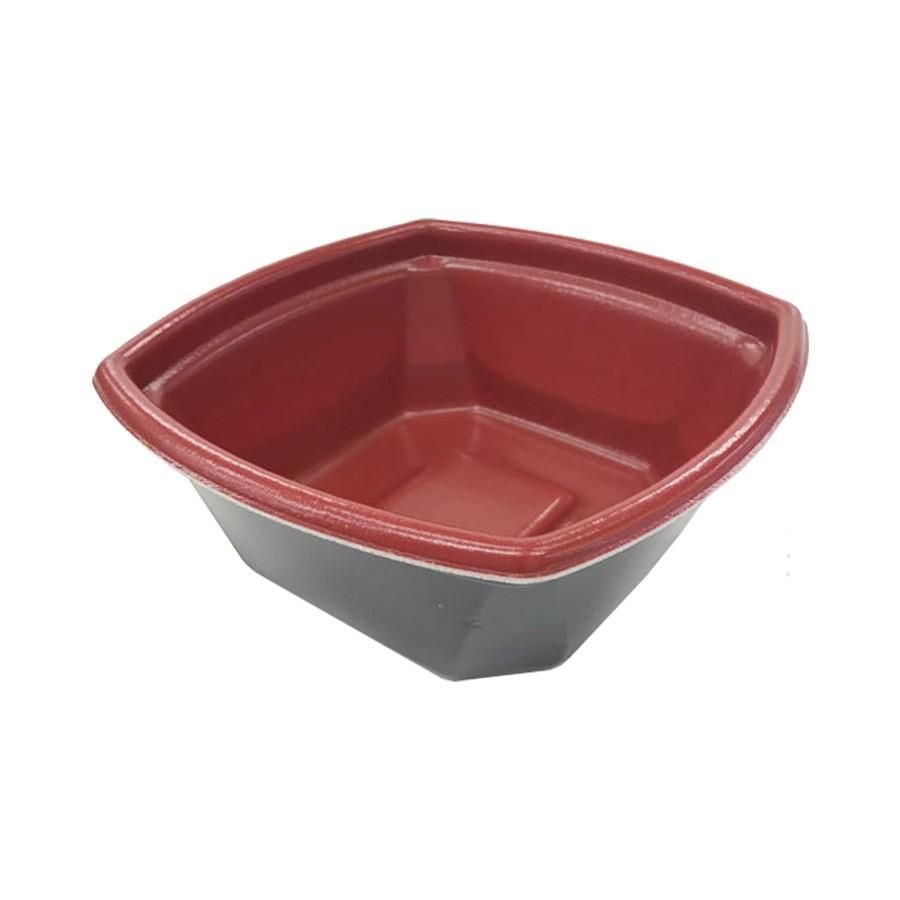 弁当容器・惣菜容器 本体のみ600個 耐熱赤黒 154x154x64mm KMPランチ-8本体 耐熱赤黒 ※電子レンジ可 ※北海道・沖縄・離島 送料別途 ※代引き不可商品