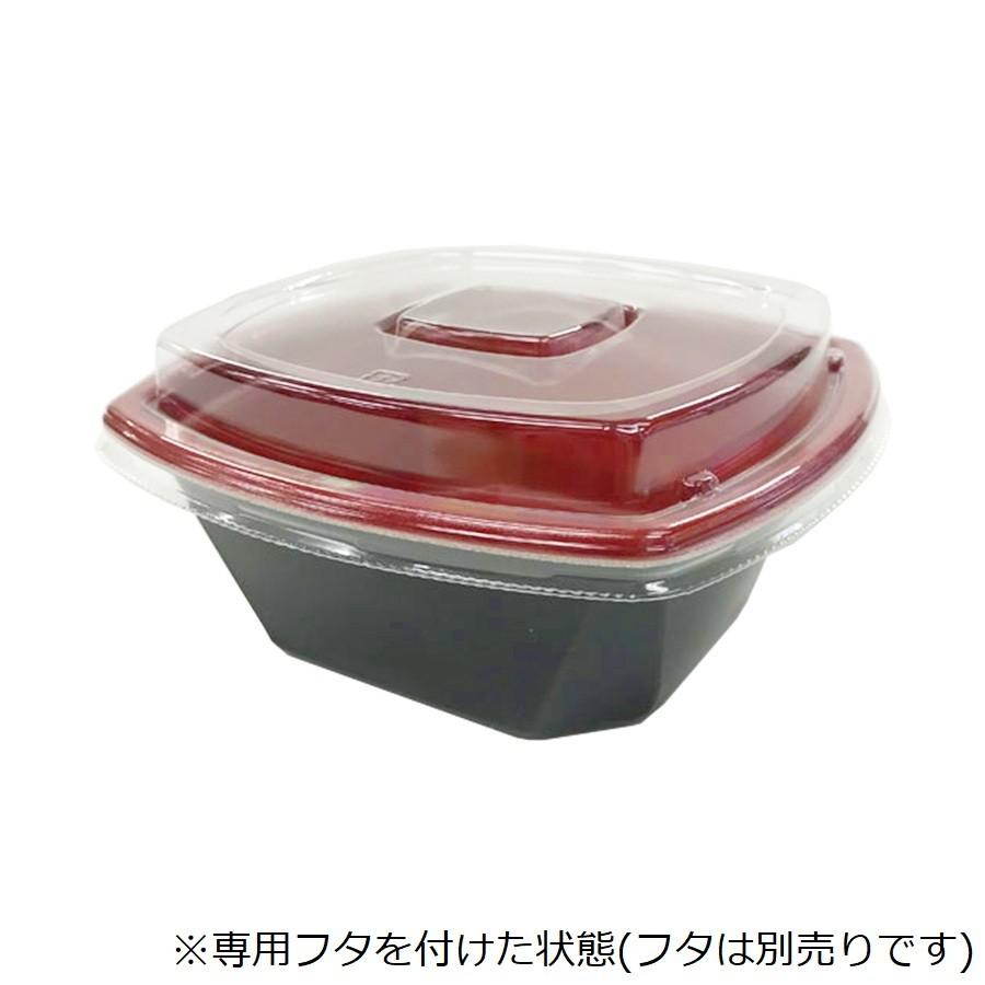 弁当容器・惣菜容器 本体のみ600個 耐熱赤黒 154x154x64mm KMPランチ-8本体 耐熱赤黒 ※電子レンジ可 ※北海道・沖縄・離島 送料別途 ※代引き不可商品の画像
