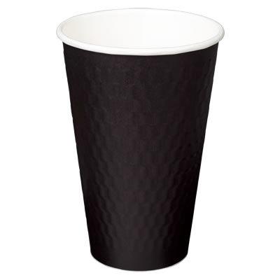 断熱二重エンボス紙コップ 460ml(15オンス) 1,000個 KMW-470ブラック ※北海道・沖縄・離島 送料別途 ※個人宅配送不可 KMW-470-BLK