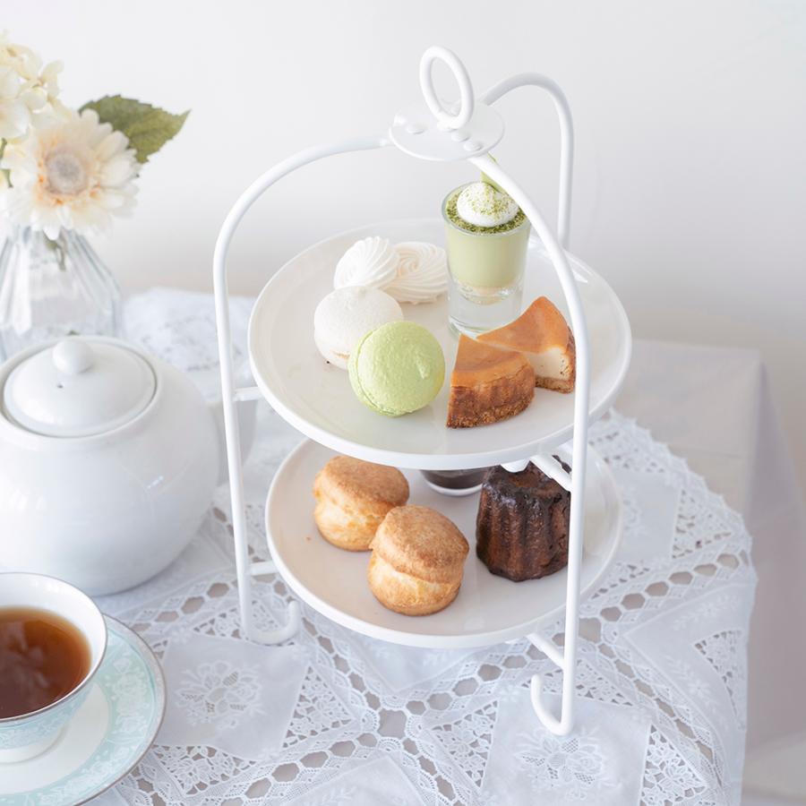 青芳 ケーキスタンド ピサ プレートスタンド 2段 ホワイト