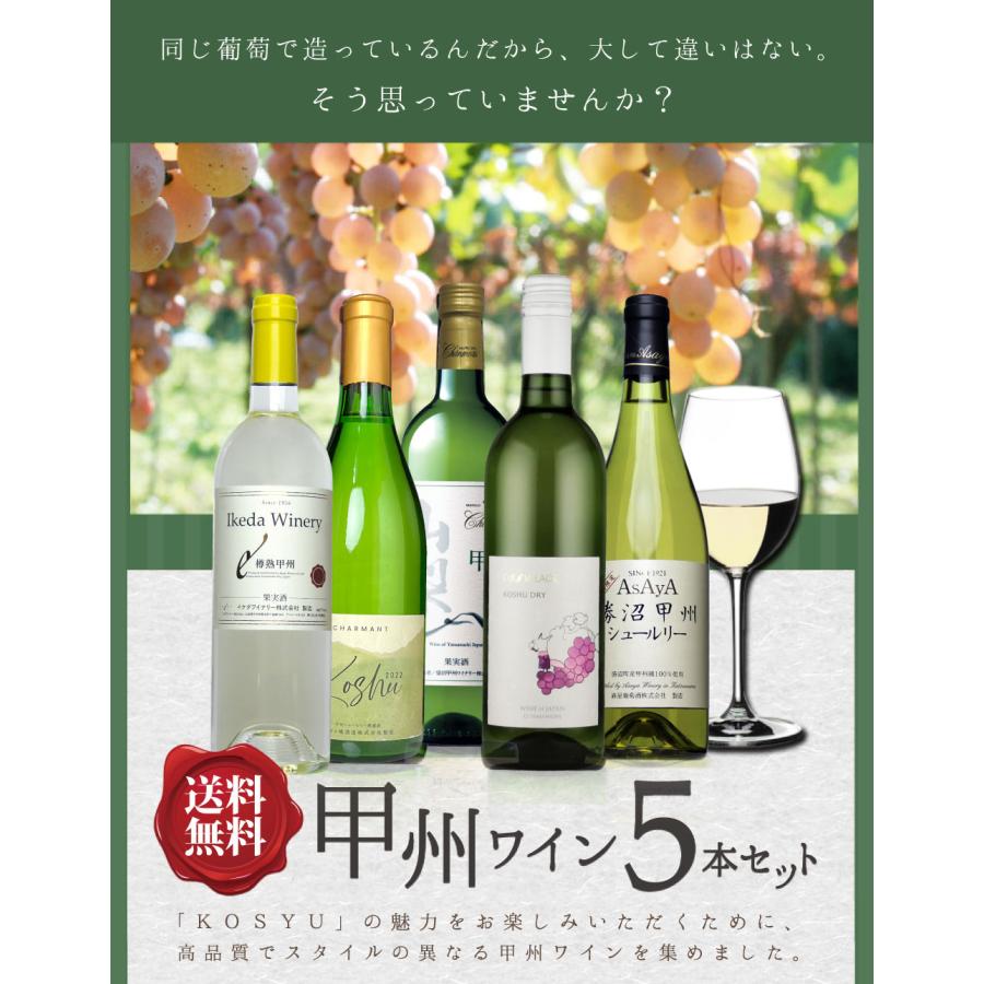 白ワインセット 辛口 「甲州ワイン5本セット」 コンクール受賞 国産
