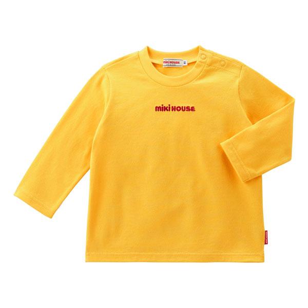 【新品】MIKIHOUSE 長袖カットソー 90 MIKI HOUSE（ミキハウス） ロゴ刺繍 長袖Tシャツ(70・80・90・100