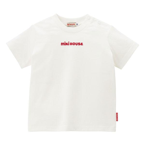 ミキハウス　mikihouse　ロゴ刺繍　半袖Ｔシャツ(70・80・90・100・110・120・130・140・150）綿100％　天竺素材 | MIKI HOUSE | 01