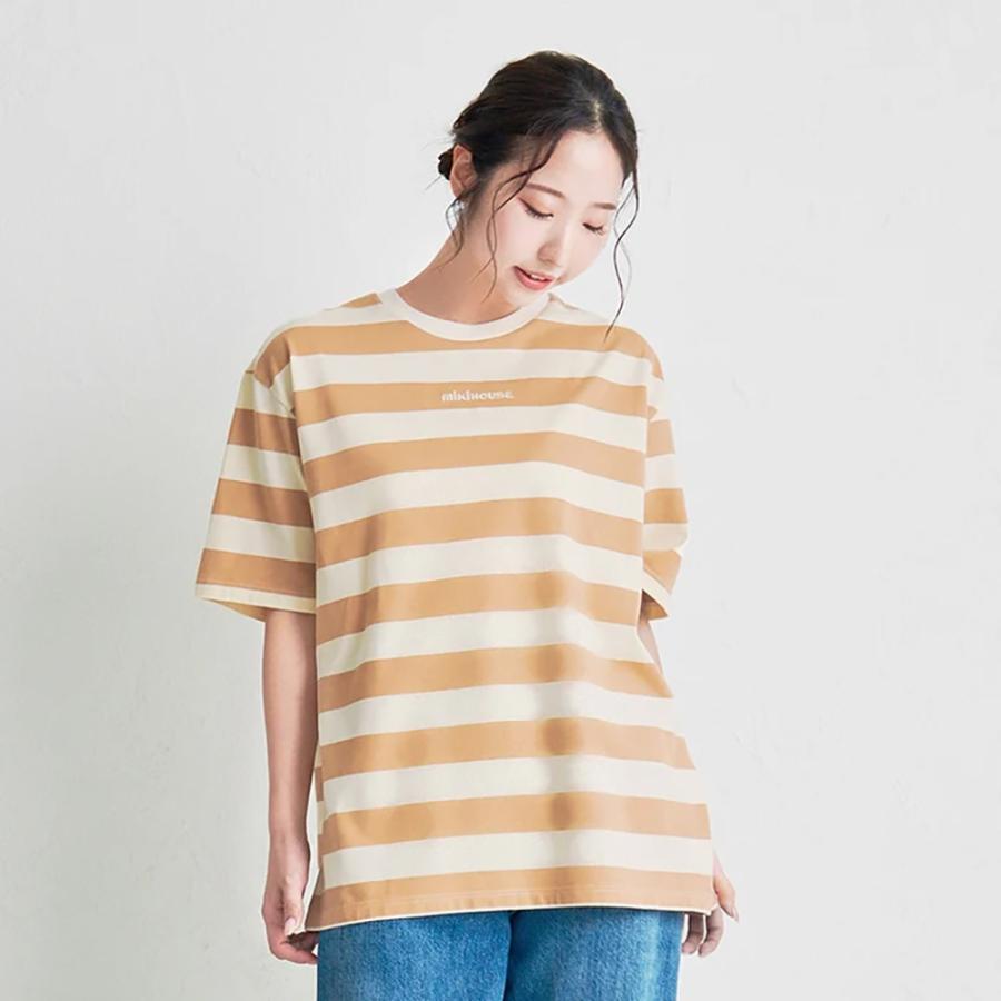 ● 取り寄せ商品●ミキハウス mikihouse 【WEB限定】 ボーダー半袖Ｔシャツ（大人用）  ( S(155-165) - L(175-185) )の画像