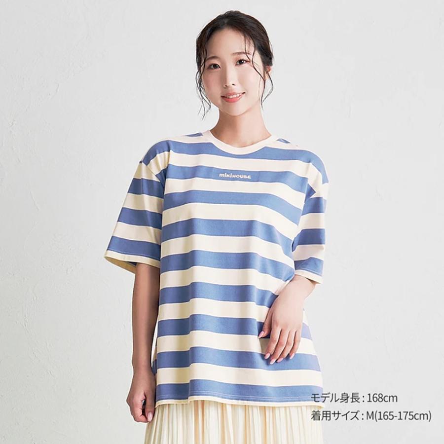 ● 取り寄せ商品●ミキハウス mikihouse 【WEB限定】 ボーダー半袖Ｔシャツ（大人用）  ( S(155-165) - L(175-185) )の画像