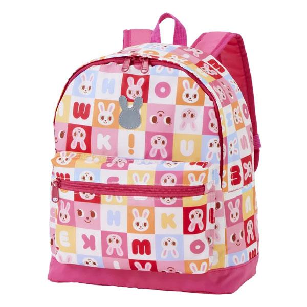 ミキハウス　mikihouse　パズルブロック　リュック　総柄　ロゴ　チェストベルト（M・10リットル）10L（鞄　かばん　バッグ　リュックサック　小学生）の画像