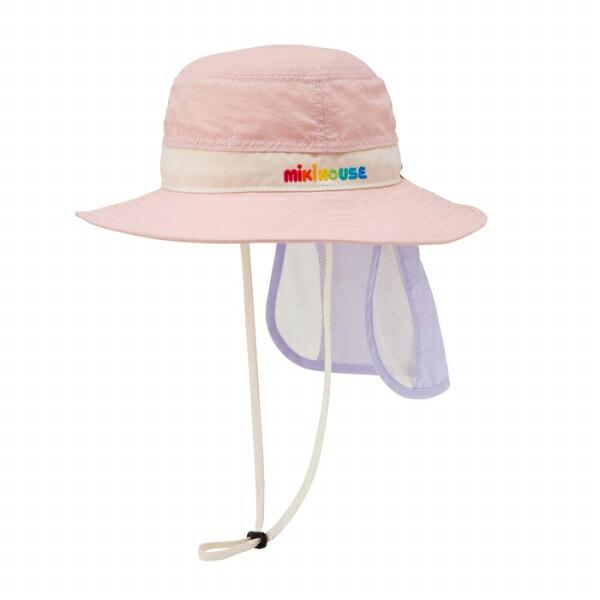 ●取り寄せ商品●ミキハウス mikihouse ミキハウスロゴ 日除け付き ハット 帽子 ( 48cm 50cm 52cm 54cm ) 女の子 男の子 UVカットの画像