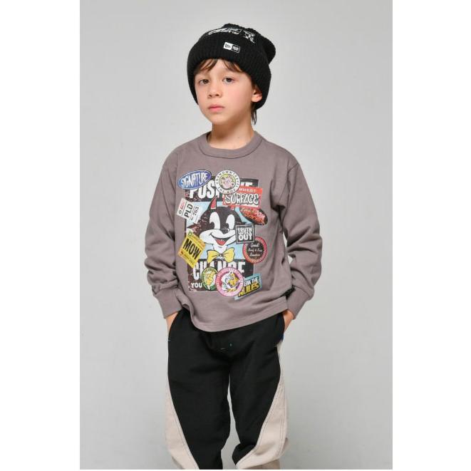 ニードルワーク OFFICIAL TEAM スラブ天竺 ステッカー柄 Tシャツ 長袖 ロンT ( 110 120 130 140 150 ) | OFFICIAL TEAM | 01