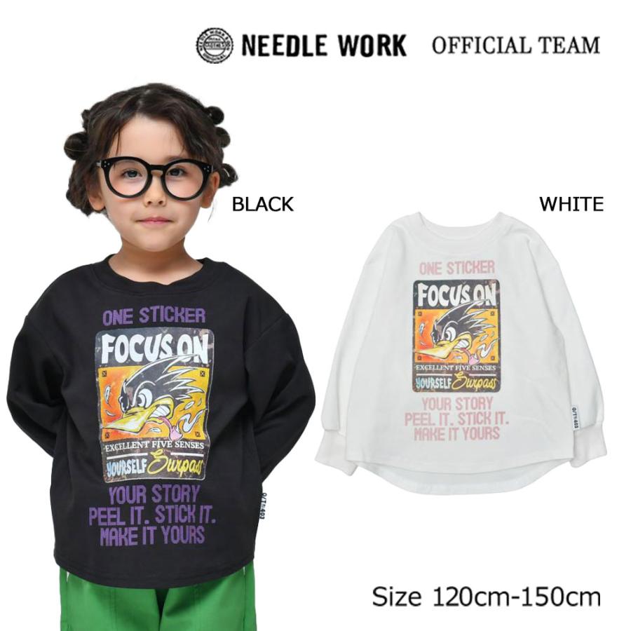 ニードルワーク （NEEDL WORK） OFFICIAL TEAM 360°ストレッチ ステッカー柄 長袖 Tシャツ ( 120 130 140 150  )    男の子 女の子 キッズ ロンT 通学 おでかけ | OFFICIAL TEAM