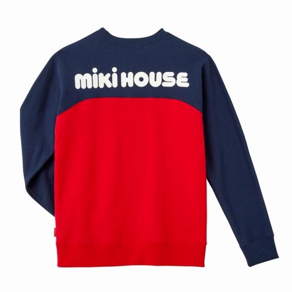 ミキハウス正規販売店/ミキハウス　mikihouse　バックロゴ トレーナー（大人用）〈S-L（155cm-185cm）〉