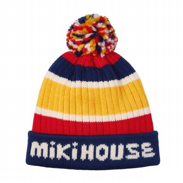 ●取り寄せ商品●ミキハウス mikihouse ニットフード ロゴ ニット帽 帽子 ( 46cm 52cm ) 子ども用 赤ちゃん ベビー 幼児の画像