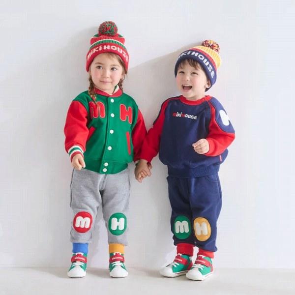 ●取り寄せ商品●ミキハウス mikihouse ニットフード ロゴ ニット帽 帽子 ( 46cm 52cm ) 子ども用 赤ちゃん ベビー 幼児の画像