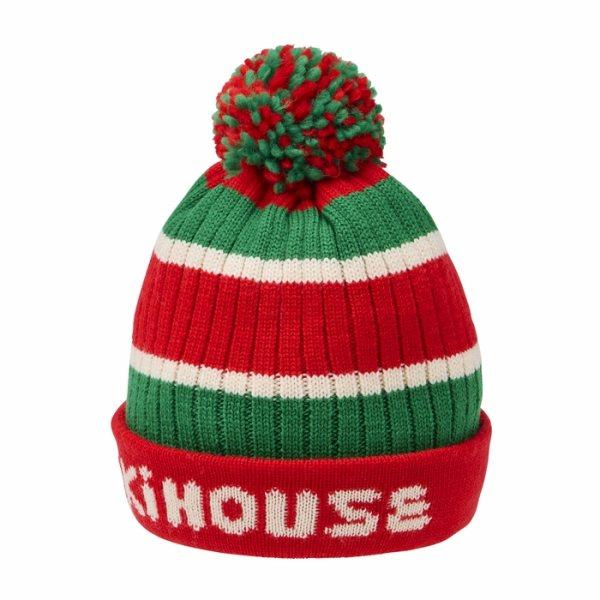 ●取り寄せ商品●ミキハウス mikihouse ニットフード ロゴ ニット帽 帽子 ( 46cm 52cm ) 子ども用 赤ちゃん ベビー 幼児の画像