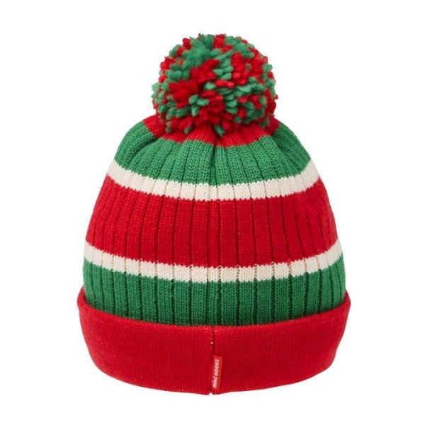 ●取り寄せ商品●ミキハウス mikihouse ニットフード ロゴ ニット帽 帽子 ( 46cm 52cm ) 子ども用 赤ちゃん ベビー 幼児の画像