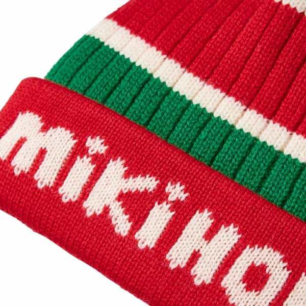 ●取り寄せ商品●ミキハウス mikihouse ニットフード ロゴ ニット帽 帽子 ( 46cm 52cm ) 子ども用 赤ちゃん ベビー 幼児の画像