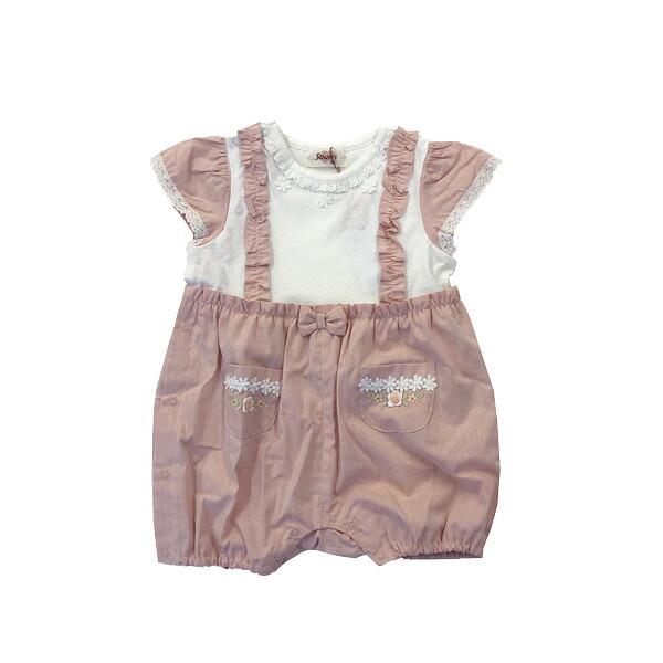 ●50％OFFセール●スーリー　Souris　シャンブレー　ロンパース　（80）アウトレット  半額 セール 女の子 子ども服 ベビー 赤ちゃん ベビー服 | Souris | 01