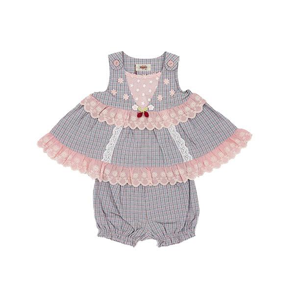 ●50％OFFセール●スーリー　Souris　ミルキースーツ　セットアップ　チェック柄　さくらんぼ 赤ちゃん お出かけ かわいい（80cm・90cm） アウトレット | Souris | 06