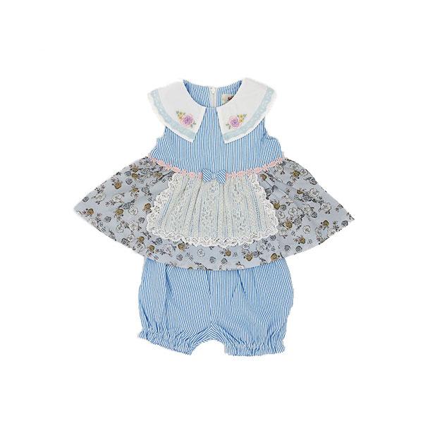 ●50％OFFセール●スーリー　Souris　ミルキースーツ　セットアップ　ストライプ　小花柄　刺繍赤ちゃん お出かけ かわいい（80cm・90cm） アウトレット | Souris | 01