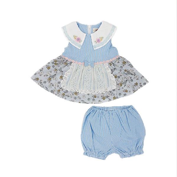 ●50％OFFセール●スーリー　Souris　ミルキースーツ　セットアップ　ストライプ　小花柄　刺繍赤ちゃん お出かけ かわいい（80cm・90cm） アウトレット | Souris | 03