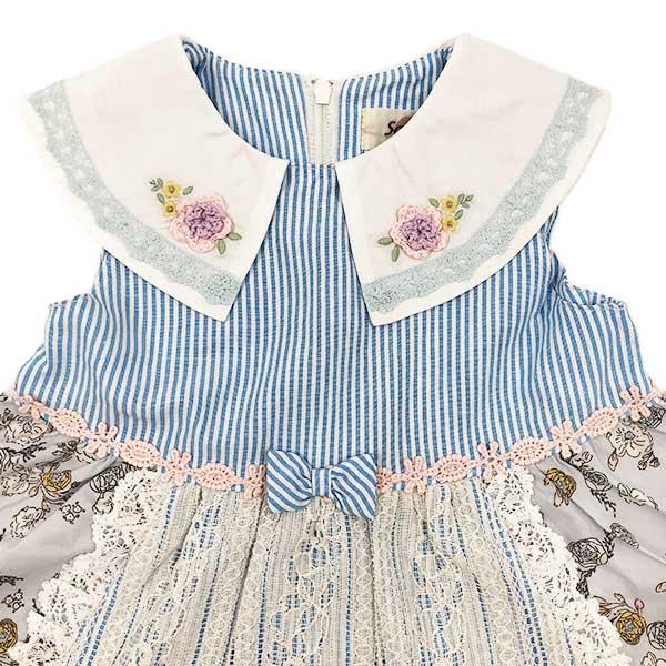 ●50％OFFセール●スーリー　Souris　ミルキースーツ　セットアップ　ストライプ　小花柄　刺繍赤ちゃん お出かけ かわいい（80cm・90cm） アウトレット | Souris | 04