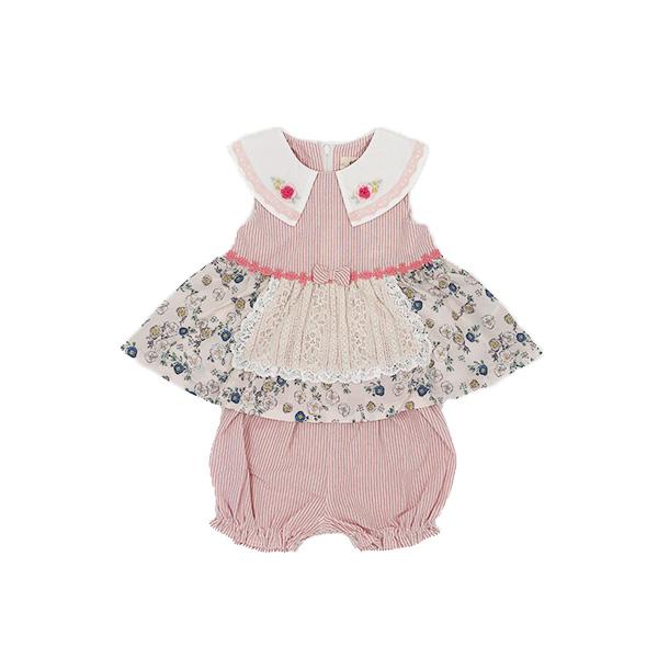 ●50％OFFセール●スーリー　Souris　ミルキースーツ　セットアップ　ストライプ　小花柄　刺繍赤ちゃん お出かけ かわいい（80cm・90cm） アウトレット | Souris | 06