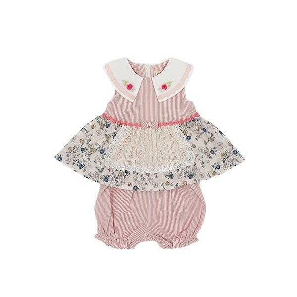 ●50％OFFセール●スーリー　Souris　ミルキースーツ　セットアップ　ストライプ　小花柄　刺繍赤ちゃん お出かけ かわいい（80cm・90cm） アウトレット | Souris | 06