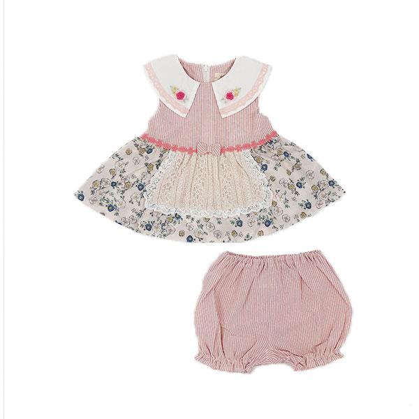 ●50％OFFセール●スーリー　Souris　ミルキースーツ　セットアップ　ストライプ　小花柄　刺繍赤ちゃん お出かけ かわいい（80cm・90cm） アウトレット | Souris | 08