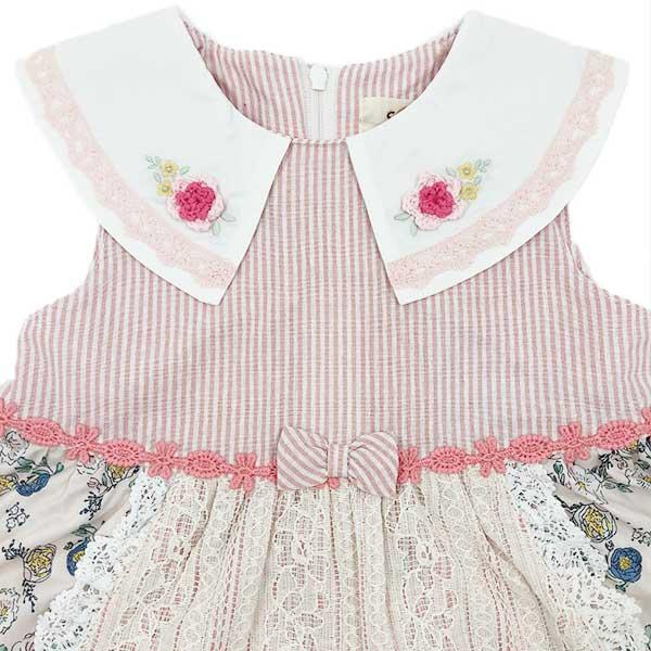 ●50％OFFセール●スーリー　Souris　ミルキースーツ　セットアップ　ストライプ　小花柄　刺繍赤ちゃん お出かけ かわいい（80cm・90cm） アウトレット | Souris | 09