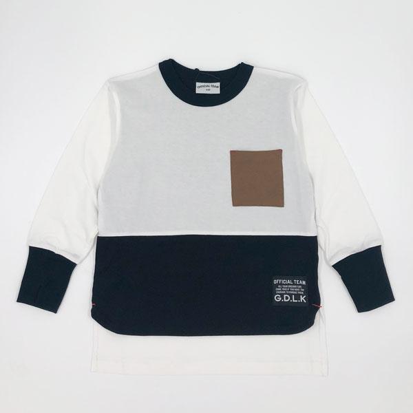 ニードルワーク（NEEDL WORK）OFFICIAL TEAM　ポケット配色スリットTシャツ(110・120)子ども服 男の子 幼稚園 保育園 小学生 キッズ ロンT 長袖 シンプル | OFFICIAL TEAM | 01