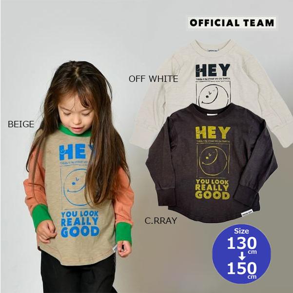 ニードルワーク（NEEDL WORK）OFFICIAL TEAM　スマイルロゴ 裾ラウンドTシャツ(130・140・150)子ども服 男の子 女の子 小学生  ロンT 長袖 シンプル | OFFICIAL TEAM