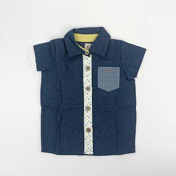 ●均一セール●ショコラ（chocola）　ドット＆ボーダー　切替　半袖シャツ（90cm・100cm・110cm・120cm・130m） |  | 03