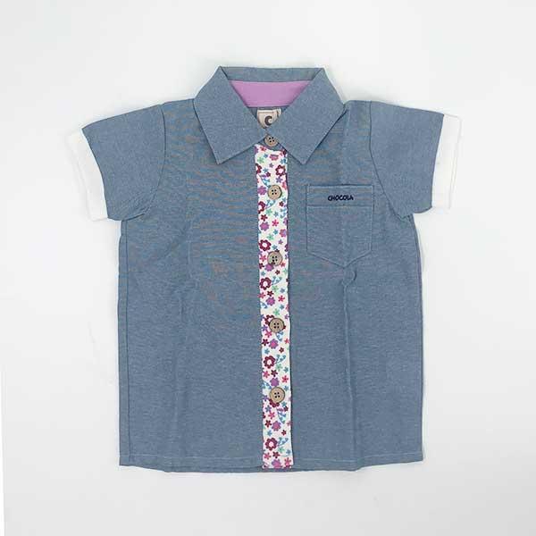 ●均一セール●ショコラ（chocola）　ドット＆ボーダー　切替　半袖シャツ（90cm・100cm・110cm・120cm・130m） |  | 04