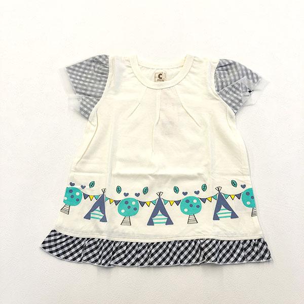 ●均一セール●ショコラ（chocola）　デザインプリント　切替　袖チュール重　チュニック　半袖Tシャツ（80cm-140cm） |  | 02